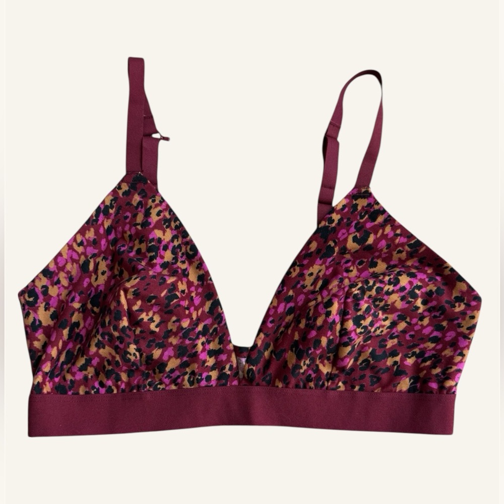 Auden Pink and Purple Patterned Simple Pullover Style Unlined Bralette Size L